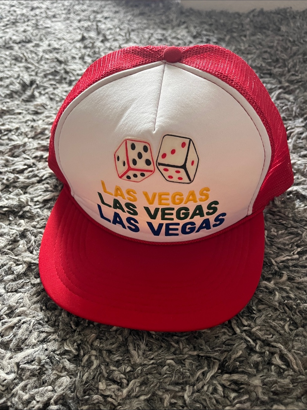 Red & White 'Las Vegas' Dice Truckers Cap vintage